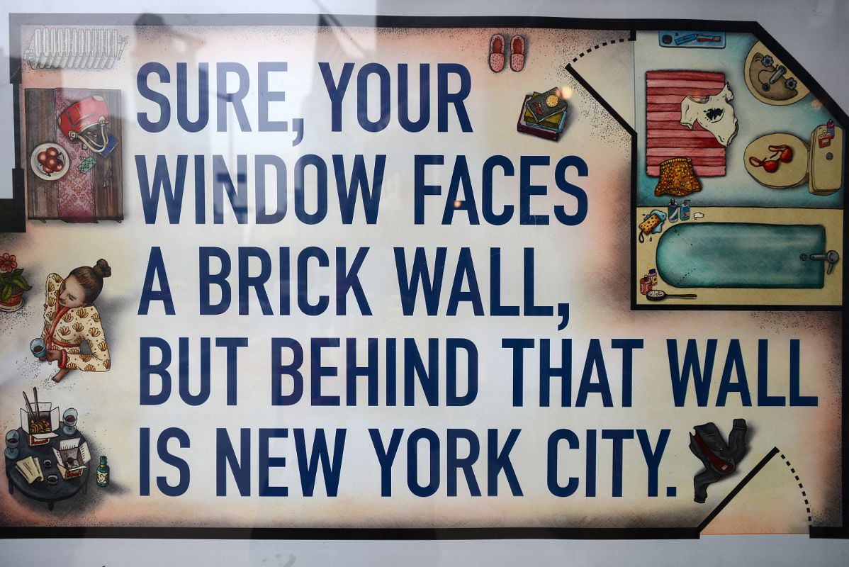 New York City Sign Sure Your Window Faces A Brick Wall, But Behind That Wall Is New York City